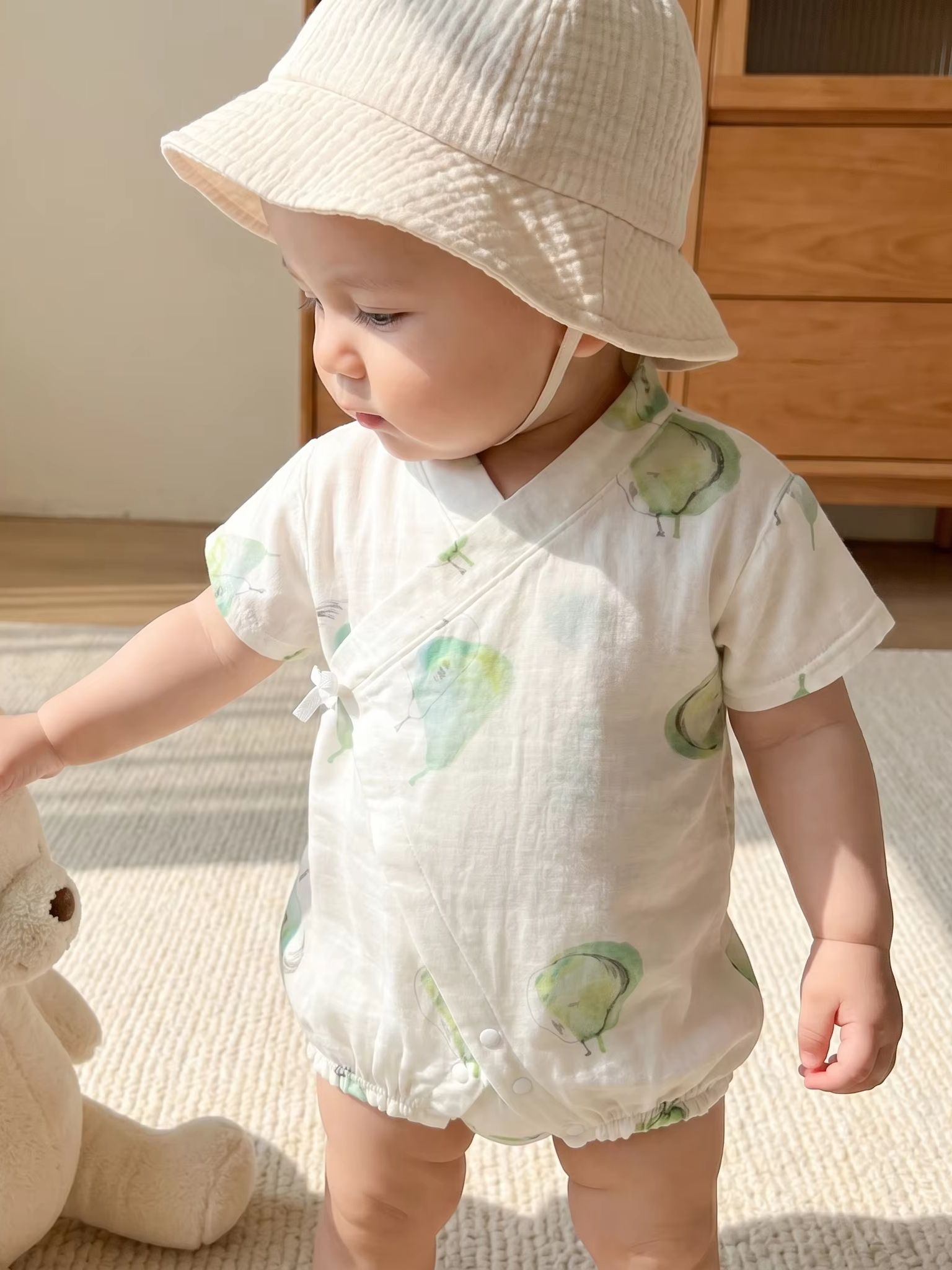 Bamboo Bodysuit Baby - بدلة صيفية للأطفال حديثي الولادة بطبعة