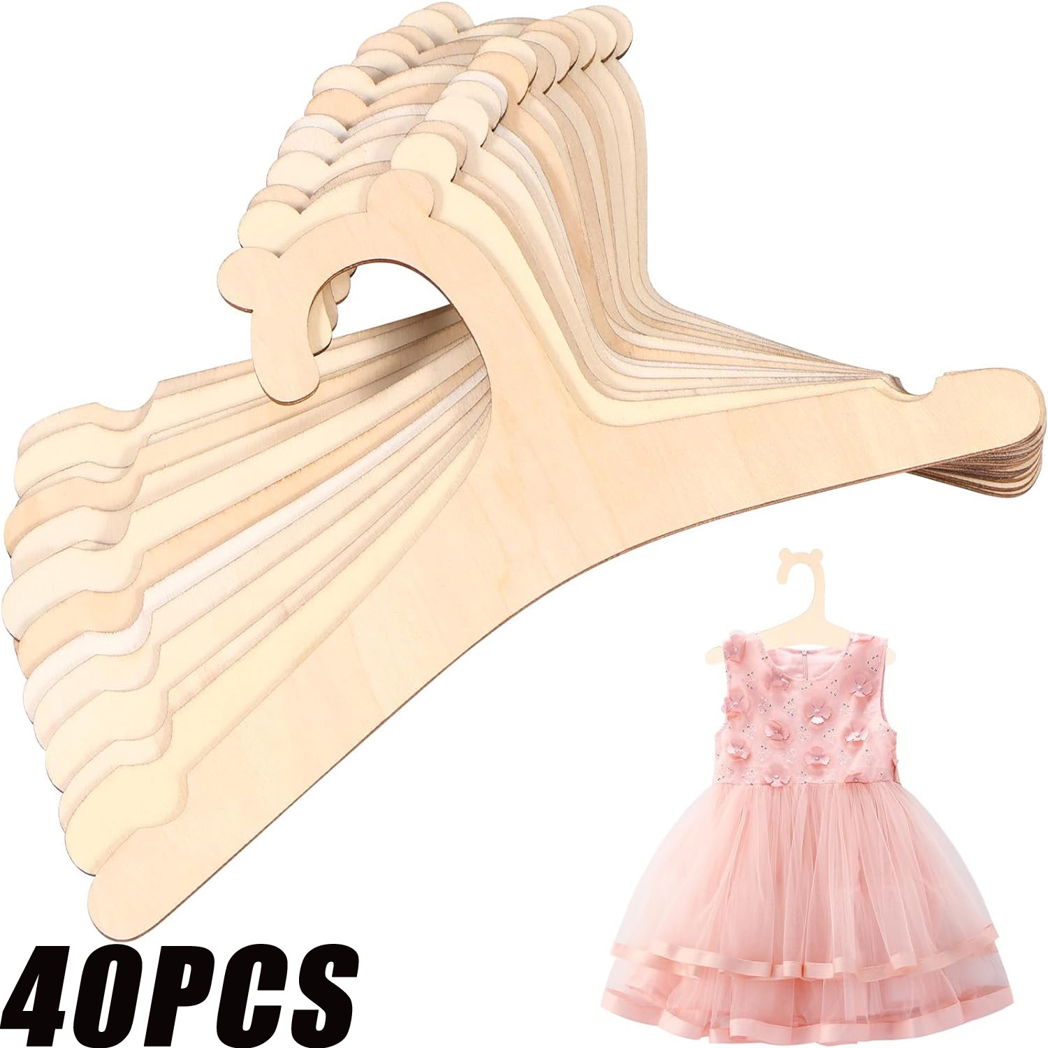 Baby Clothing Hangers - شماعة أطفال خشبية مبتكرة ، دب