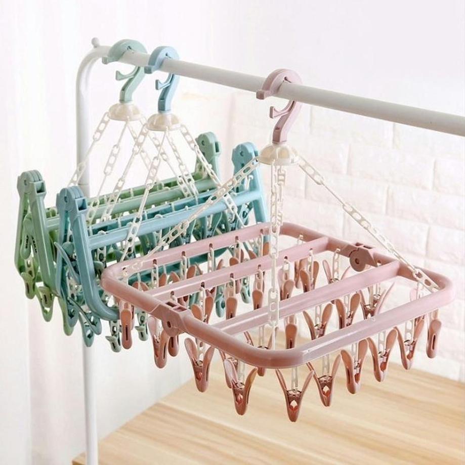 1 قطعة 32 مقاطع الملابس القابل - مراجعة Baby Clothing Drying Rack وسعره