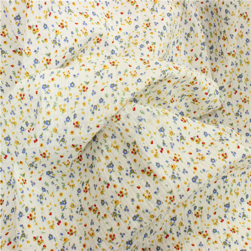 زهرة طباعة القطن كريب النسيج D - مراجعة Baby Clothing Sewing وسعره
