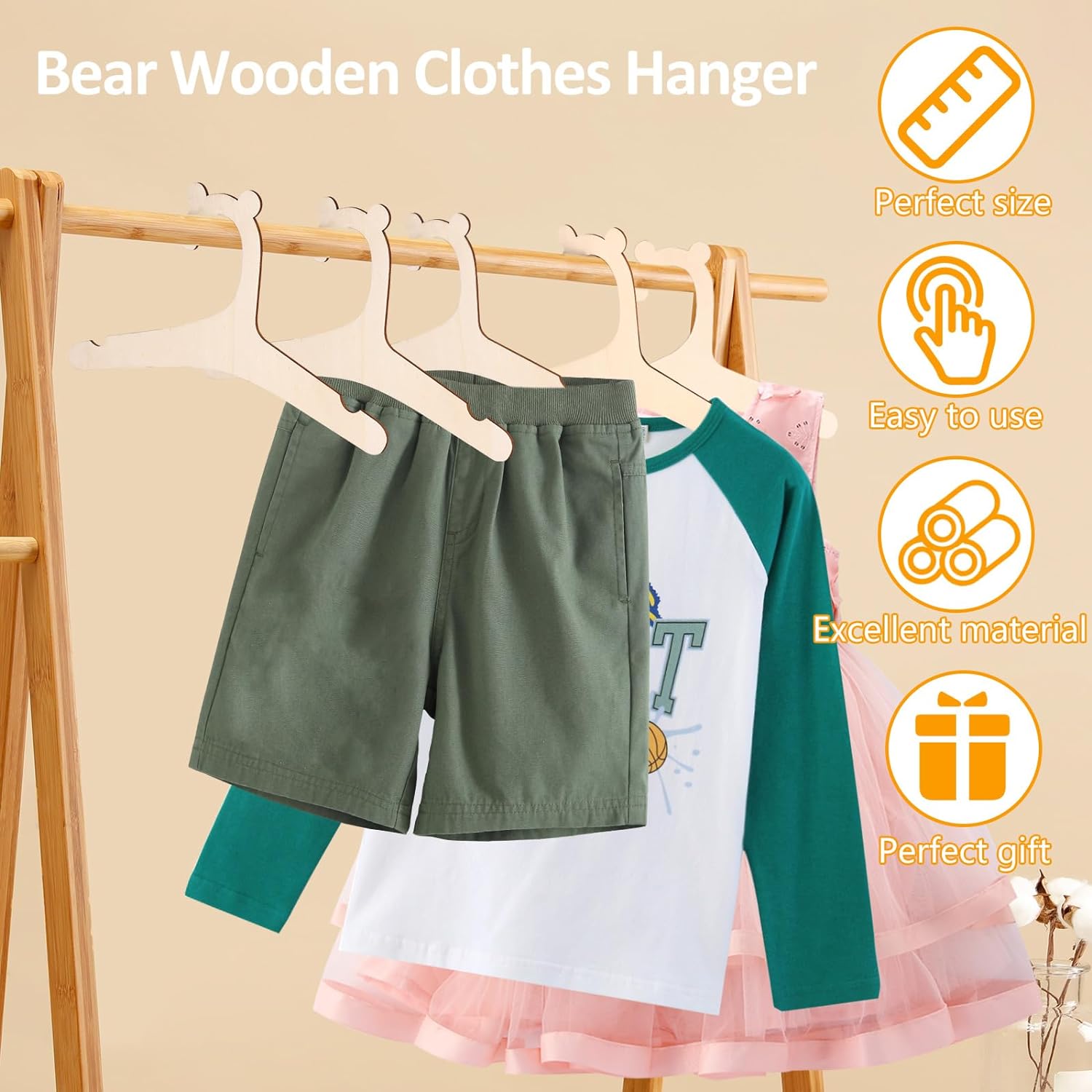 شماعة أطفال خشبية مبتكرة ، دب  - مراجعة Baby Clothing Hangers وسعره