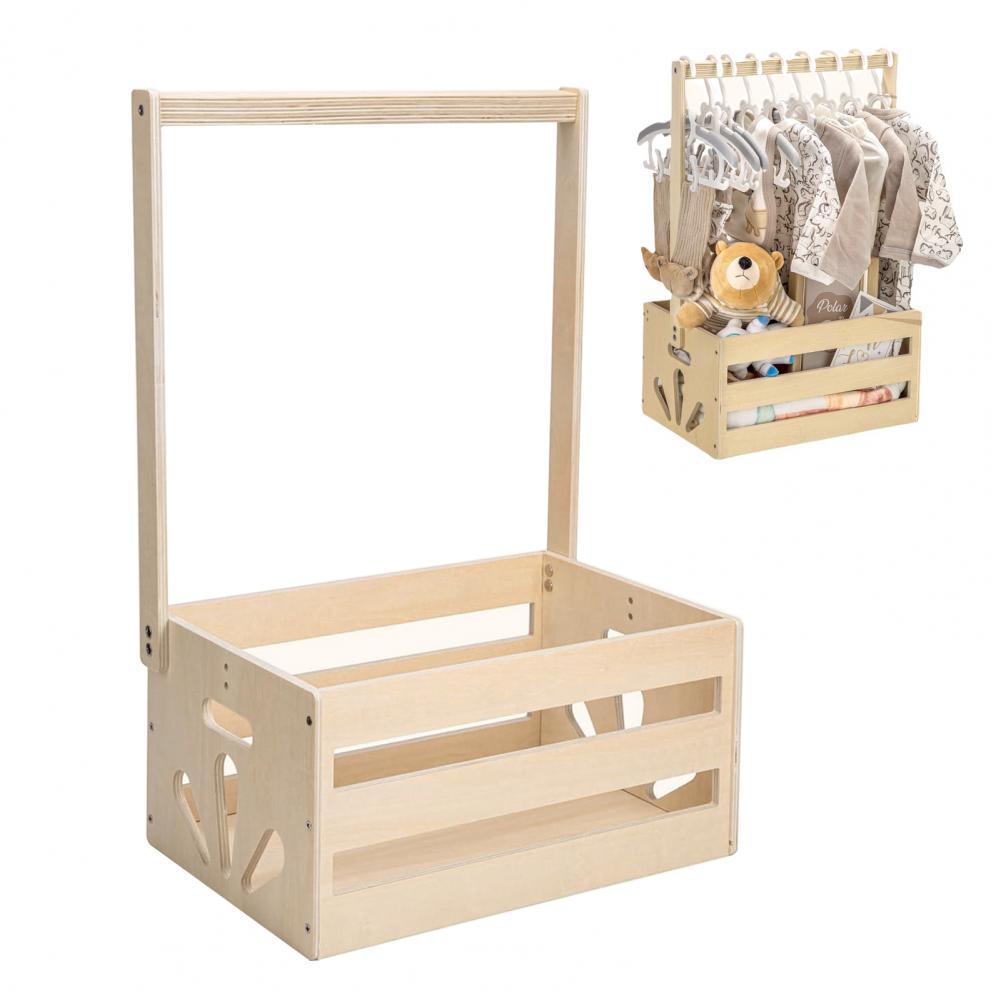 رف تخزين خشبي فريد كهدية للموا - مراجعة Baby Clothing Rack For Baby Shower وسعره